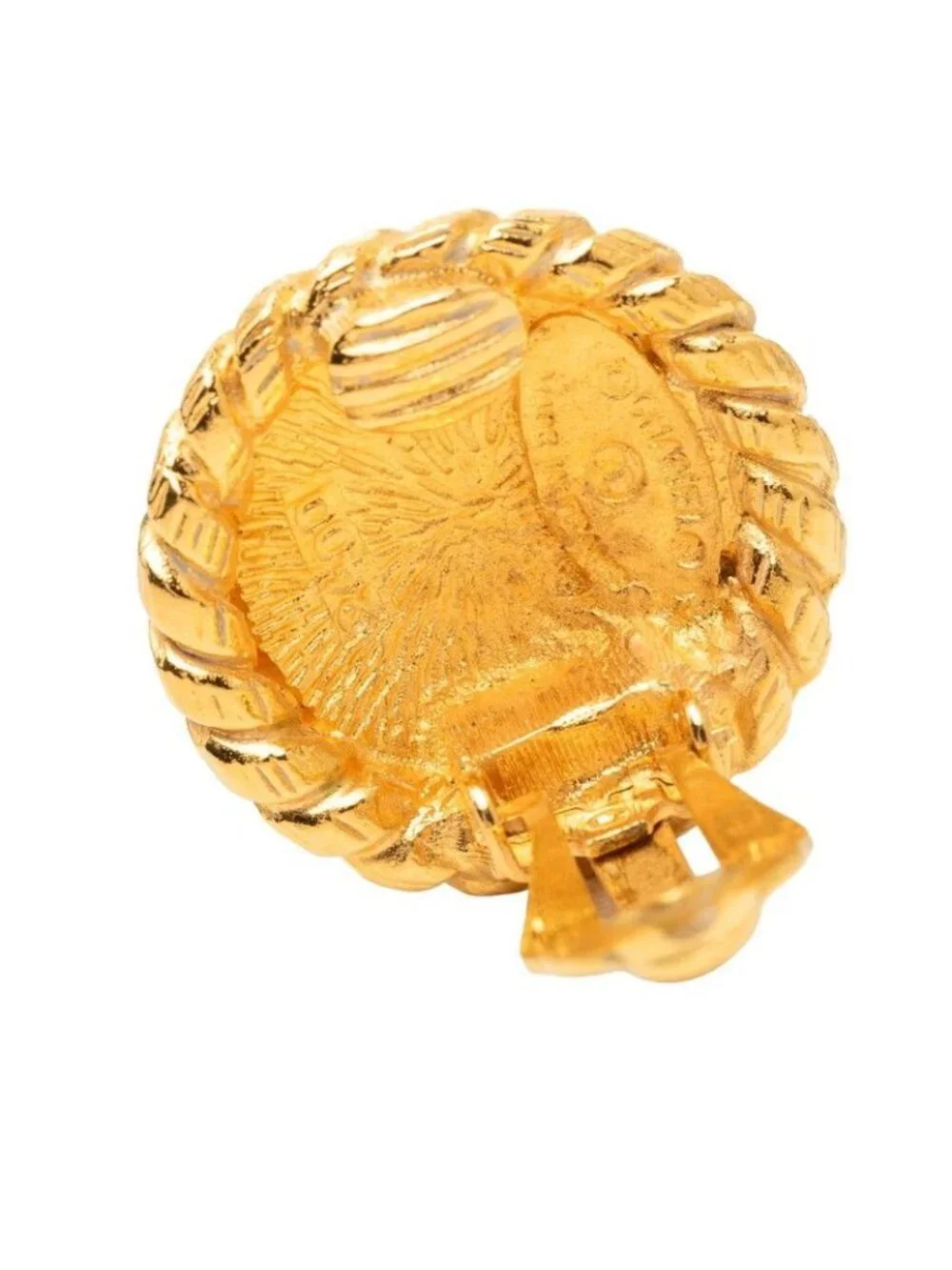 Chanel Vintage CC Logo Round Earrings Gold Plated
